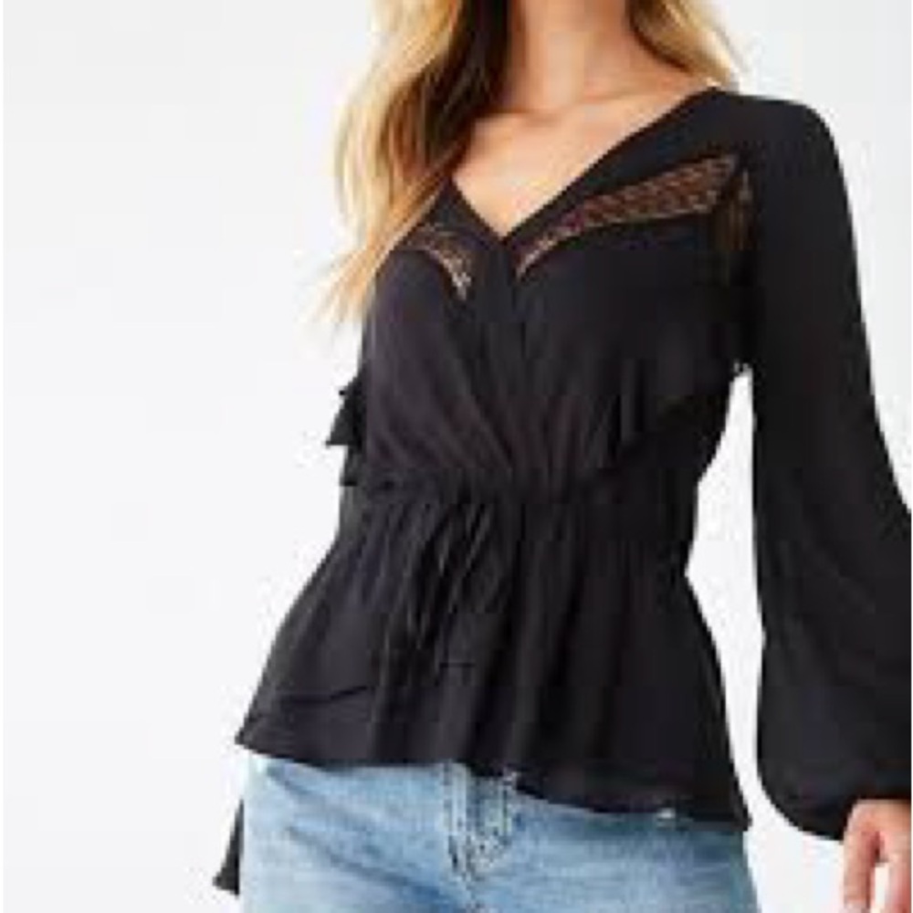 Forever 21 Ruffle Black Top